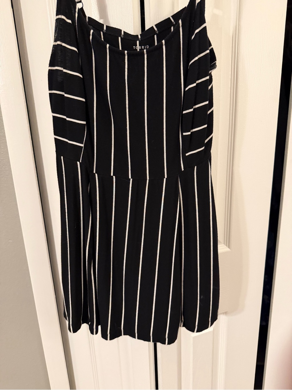 torrid Black Dress with White Vertical Stripes
